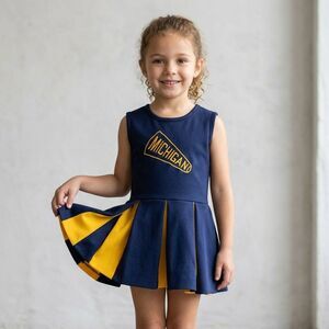 Vintage 90s Little King U of M Michigan Wolverines Girls Cheerleader Dress Sz 6